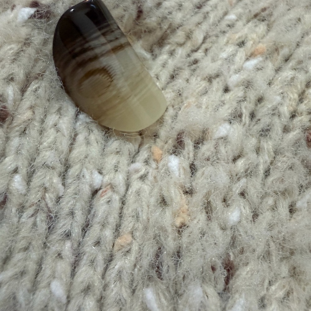 Zara Oversized Chunky Knit Cardigan Sweater Beige Speckled Button Front M-L. - Picture 4 of 7
